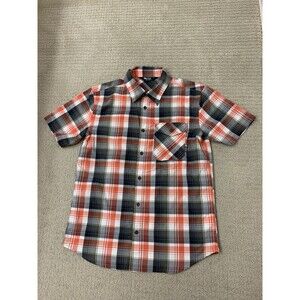Outdoor Research Mens Red Black Button Up Plaid Seapine Short Sleeve Shirt Large